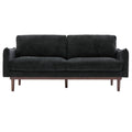 Modern Style Loveseat Sofa 75.75' with Spacious Seating, Black Chenille Upholstery, Rubber Wood Legs, 2-Seater Couch for Living Room