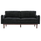 Modern Style Loveseat Sofa 75.75' with Spacious Seating, Black Chenille Upholstery, Rubber Wood Legs, 2-Seater Couch for Living Room