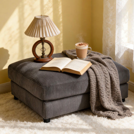 Corduroy Upholstered Rectangle Ottoman