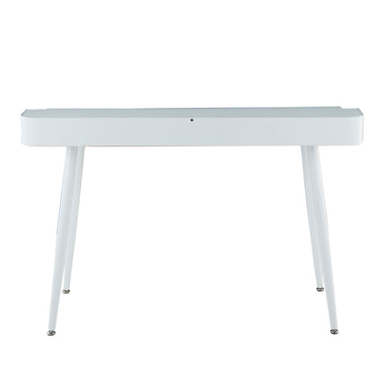 Desk in White Steel and White and Natural Wood with White Accents