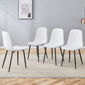 Luxury Simple Chair - Set of 4 WHITE Linen-Cotton Material High Resilience Dining Chair with Metal Black Leg.Integral metal leg architecture,Suitable for various interior decoration stylesW1151P262624