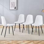Luxury Simple Chair - Set of 4 WHITE Linen-Cotton Material High Resilience Dining Chair with Metal Black Leg.Integral metal leg architecture,Suitable for various interior decoration stylesW1151P262624