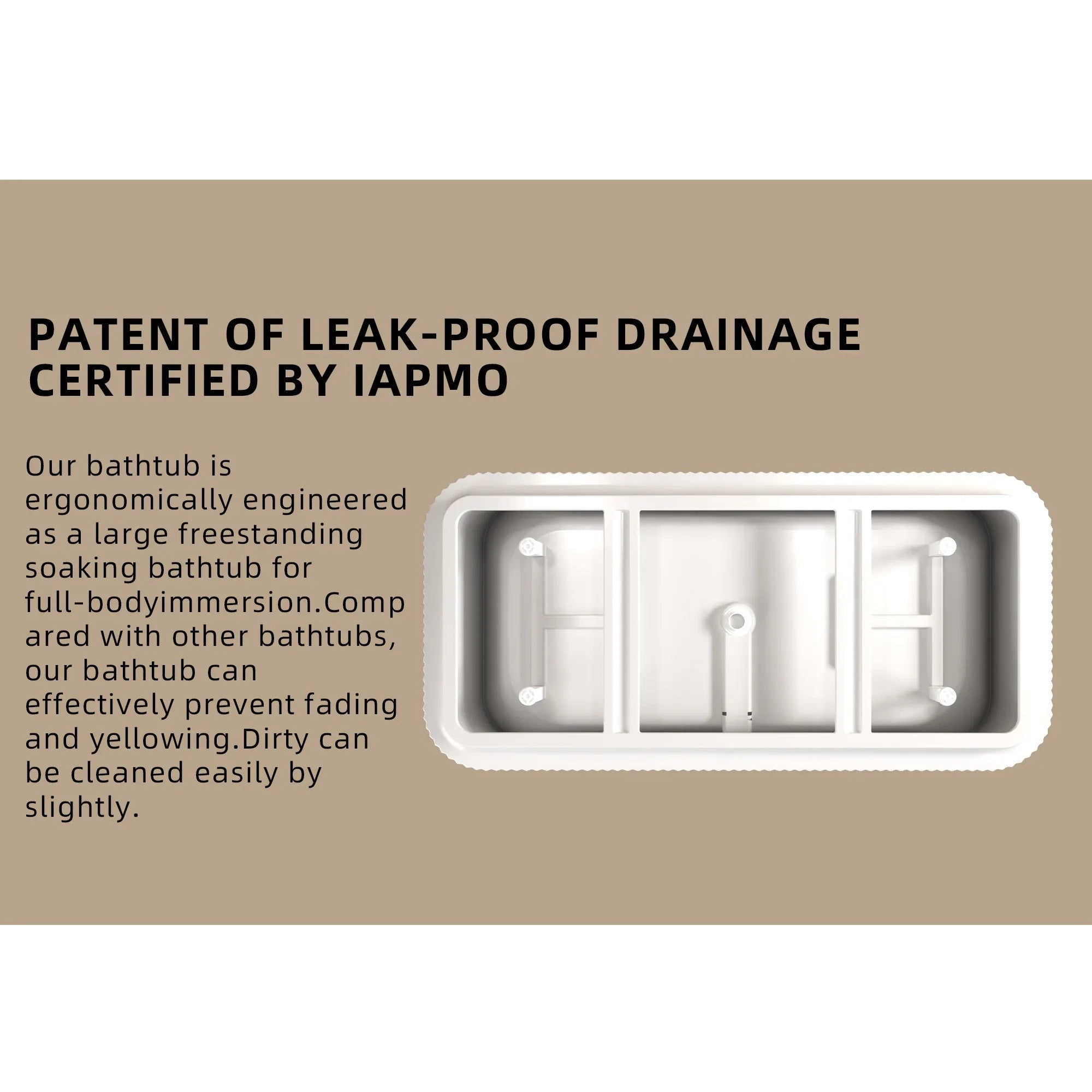 59'Rectangle Linear Acrylic Freestanding Bathtub Stand Alone Soaker Tub, Glossy White Acrylic, POP-UP Chrome Drain, cUPC Certified, - Eloy Royal