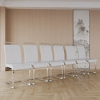 Modern Dining Chairs,PU Faux Leather High Back Upholstered Side Chair with C-shaped Tube plating Metal Legs for Dining Room Kitchen Vanity Patio Club Guest Office Chair (Set of 2) (White+PU Leather) - Eloy Royal