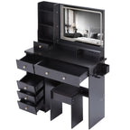 41' Large Size Left Drawer Desktop Vanity Table+Cushioned Stool Dresser Set, 2 AC+2 USB Power Station, Hair Dryer Stand, Extra Large Touch Control LED Mirror, 3-color Switch, EPA, GCC, UL Certificate - Eloy Royal