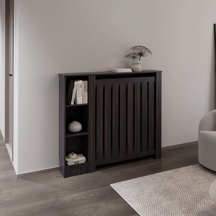 Radiator Cover Cabinet Joseph with Slatted Frame and 3 Shelves, Decorative Heater Cover, Modern Furniture Accent, Walnaut