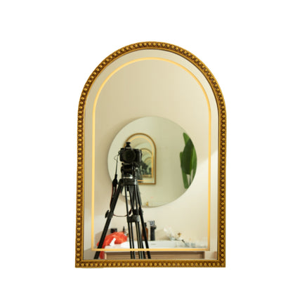 20 in in Avri Mirror with Golden Beaded Arch-shaped PU Decorative Mirror
