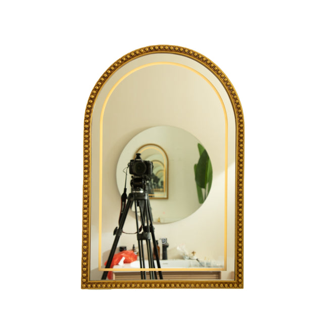 20 in in Avri Mirror with Golden Beaded Arch-shaped PU Decorative Mirror