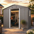 8ft x 4ft Outdoor Metal Storage Shed With window and metal foundation,Gray(W54071037)