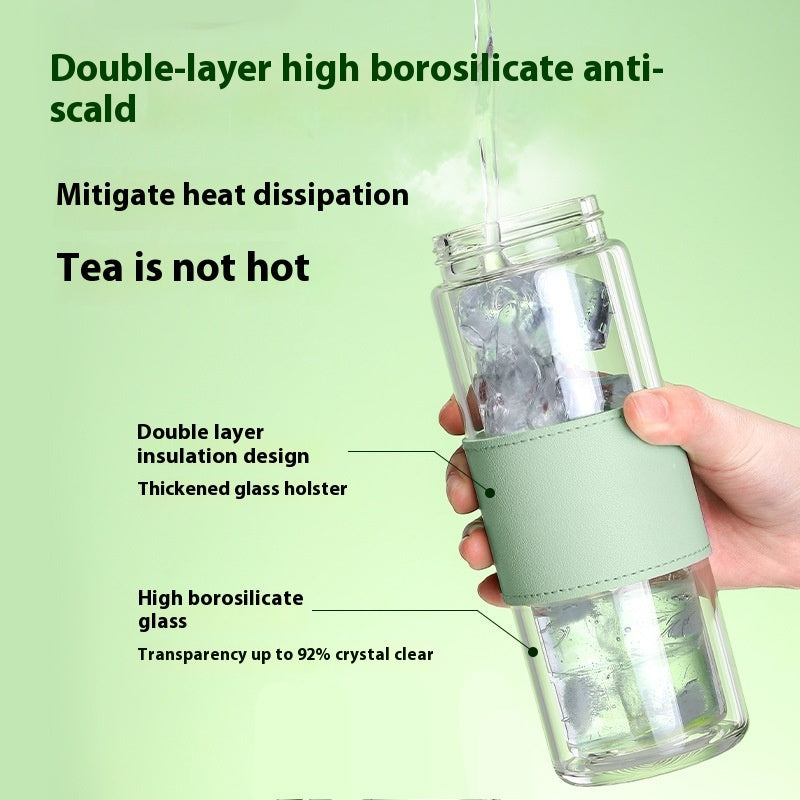 Magnetic Bomb Tea Cup Double Layer Glass Cup Upscale Portable One-click Ejection