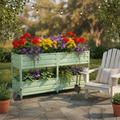 Dual Tier Staggered Elevated Metal Raised Garden Bed with Lockable Wheels, Green 2-Layer Self-Watering Raised Planter Box for Vegetables, Herbs & Flowers, Outdoor Patio Backyard Planting Bed
