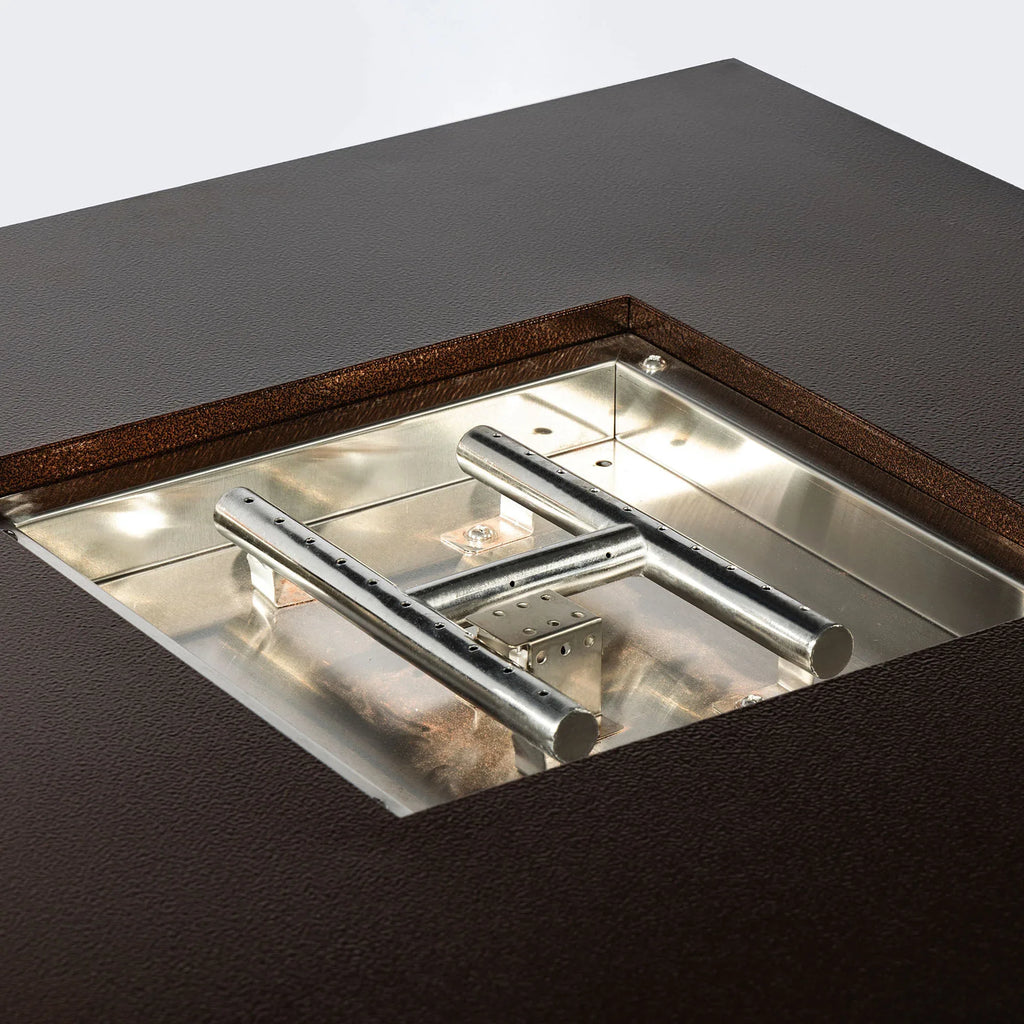 28' Propane Gas Fire Pit Table, 50000 BTU Square Steel Fire Pit for Outside Patio Deck Garden Courtyard-Brown - Eloy Royal