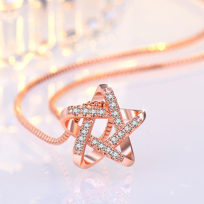 New Hollow Star Necklace With Rhinestones Summer Simple Fashion Pendant Clavicle Chain Women's Jewelry