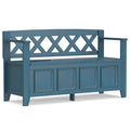 Amherst Entryway Storage Bench in Coastal Blue with Solid Pine Construction, 17' D x 48' W x 28' H