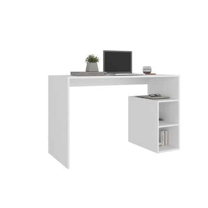 Solid Wide Writing Desk with 3 side Open Storage Shelves, Top Workspace, Freestanding Computer Desk for Home Office, Bedroom or Living Room