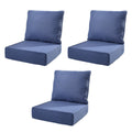6' Thicker Outdoor Chair Cushion 3 Sets-24'x22'x6' Waterproof Patio Furniture Cushions with Removable Cover 28D High Density Sponge Filling Thicken Outdoor Patio Cushions-Blue