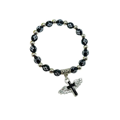 Rosary Bracelet Bronzing Acrylic Cross Bead Bracelet