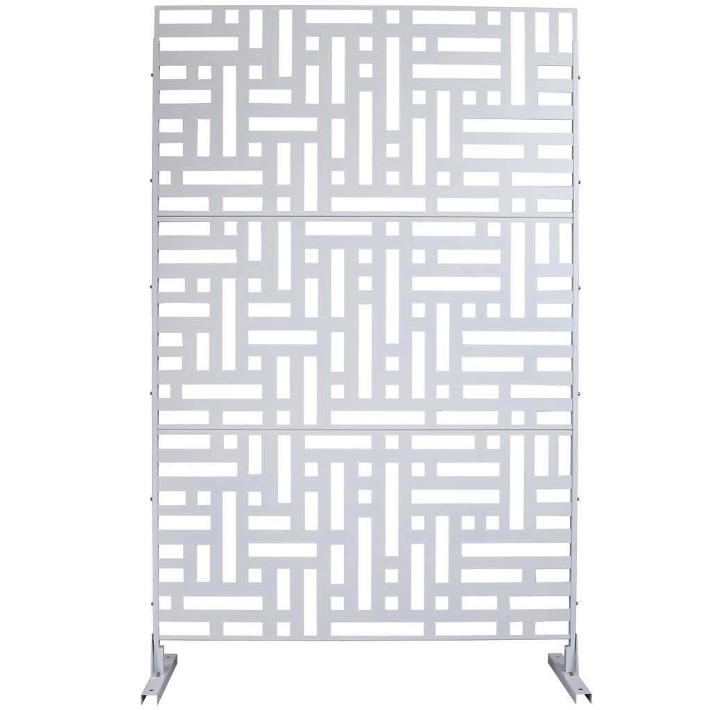 Outdoor & Indoor Privacy Screen Metal Privacy Screen 76' H×48' W, Freestanding Decorative Privacy Screen for Deck Balcony Patio, Privacy Fence Panels for Outside Lawn Garden PS103 WHITE
