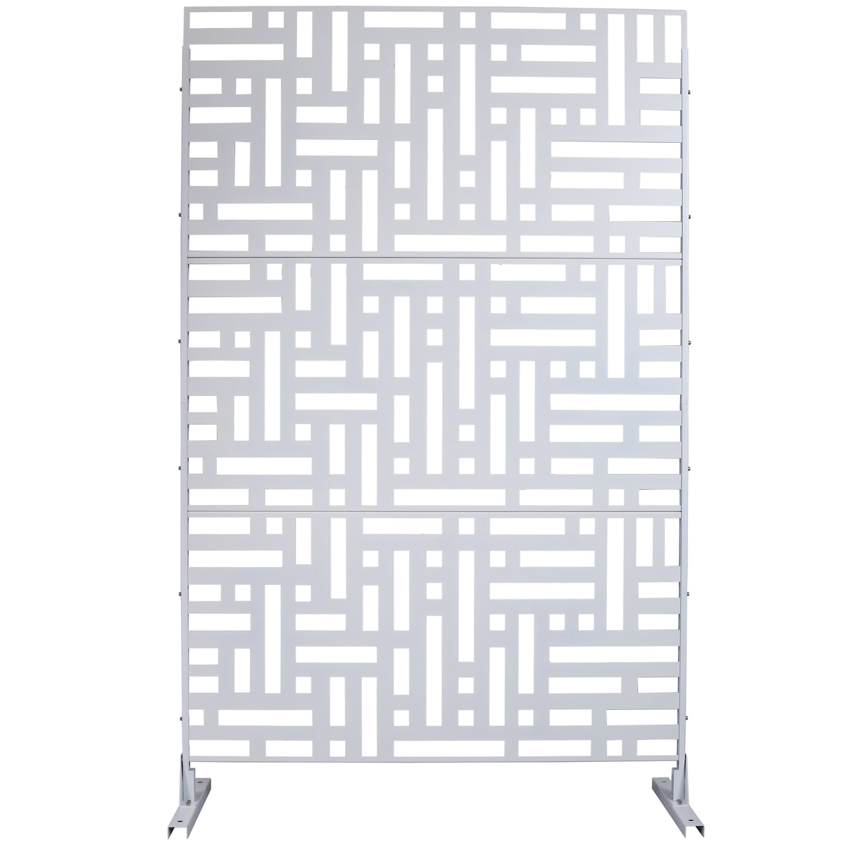 Outdoor & Indoor Privacy Screen Metal Privacy Screen 76' H×48' W, Freestanding Decorative Privacy Screen for Deck Balcony Patio, Privacy Fence Panels for Outside Lawn Garden PS103 WHITE
