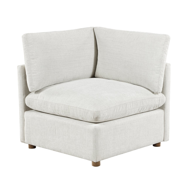 Modern Modular Corner Seat Beige Chenille Upholstered Solid Wood Frame Living Room Furniture 1pc Wedge