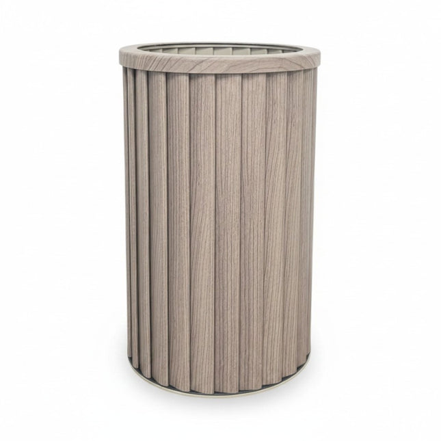Round Strata Column Planter MD - Ash Brown