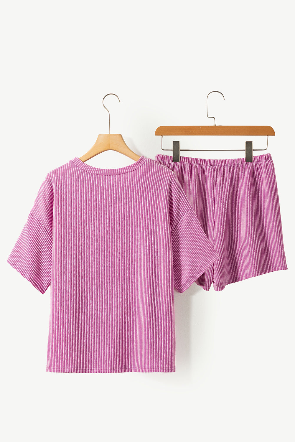 Phalaenopsis Ribbed Textured Loose Fit Tee & Shorts Set - Eloy Royal