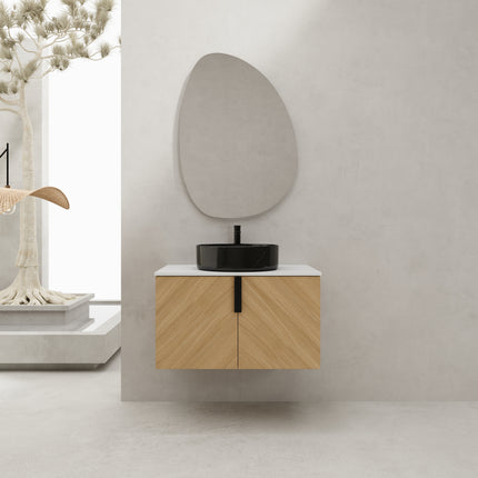 30 in Bathroom Vanity With Top Ceramic Art Sink and Artificial Stone