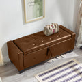 48' Ottoman Bench with Storage, Bench for Bedroom,Living Room,Hallway, Upholstered Tufted Faux Leather PU Ottoman Brown