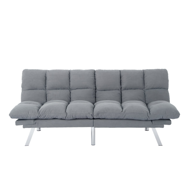 Multifuctional Sofa Bed, Foldable 2-Seater Sofa, Corduroy Fabric, Suitable for Living Rooms & Apartments (Light Gray)