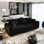 82.7 'Plush Corduroy 3-Seat Sofa,Modern Comfy Upholstered Sofa Cloud Couch,Deep Seat Couches with Soft Pillows and 3 Ottomans,Convertible Sofa Lounge Chair,Black - Eloy Royal