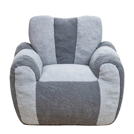 Bean Bag Chair, Comfy Teddy Beanbag Chair for Adults and Kids, lovely Lazy Sofa with with a Color-Block, Heart-Shaped Backrest, Large Reading Chair for Living Room, Bedroom, Apartment (Gray)