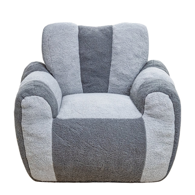 Bean Bag Chair, Comfy Teddy Beanbag Chair for Adults and Kids, lovely Lazy Sofa with with a Color-Block, Heart-Shaped Backrest, Large Reading Chair for Living Room, Bedroom, Apartment (Gray)