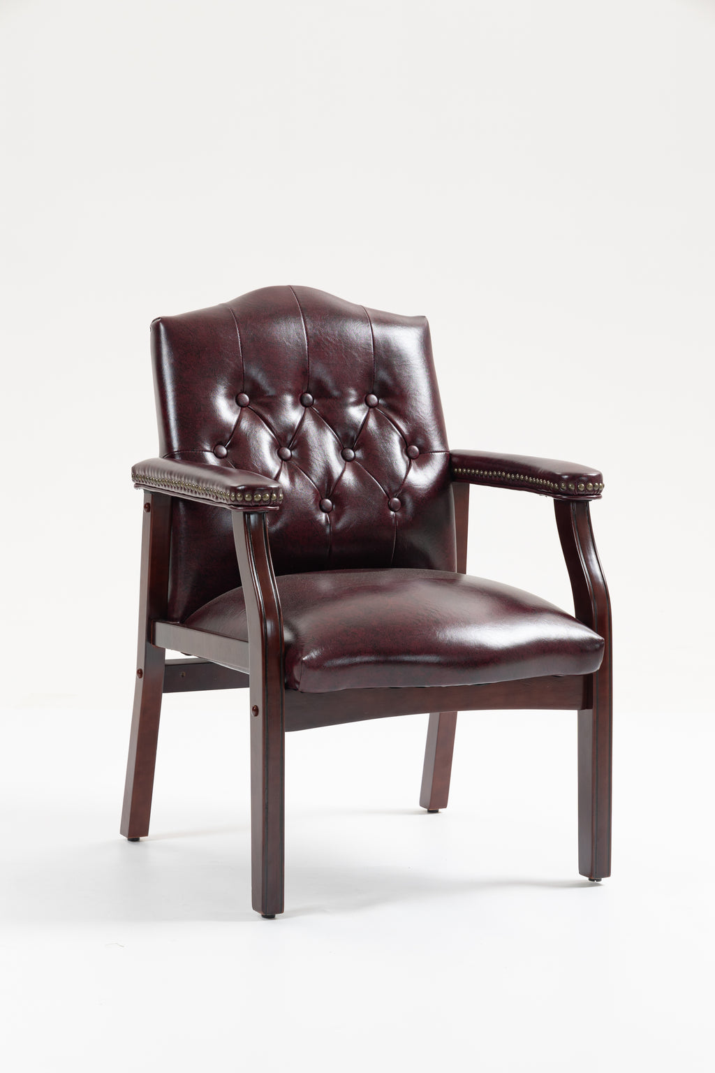Leather Reception Guest Chairs  W/Padded Seat and Arms Ergonomic Mid-Back Office Executive Side Chair for Meeting Waiting Room Conference Office Guest Chairs,BURGUNDY