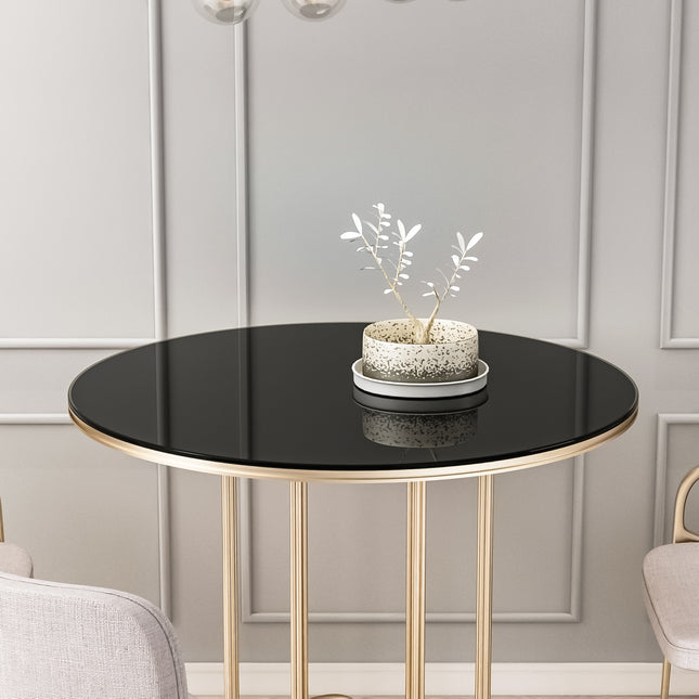 36 Inch Round Tempered Glass Table Top Black Glass 1/4' Thick Round Polished Edge(old SKU:W1265118639)