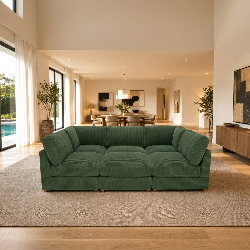 Corduroy Upholstered Modular Sectional
