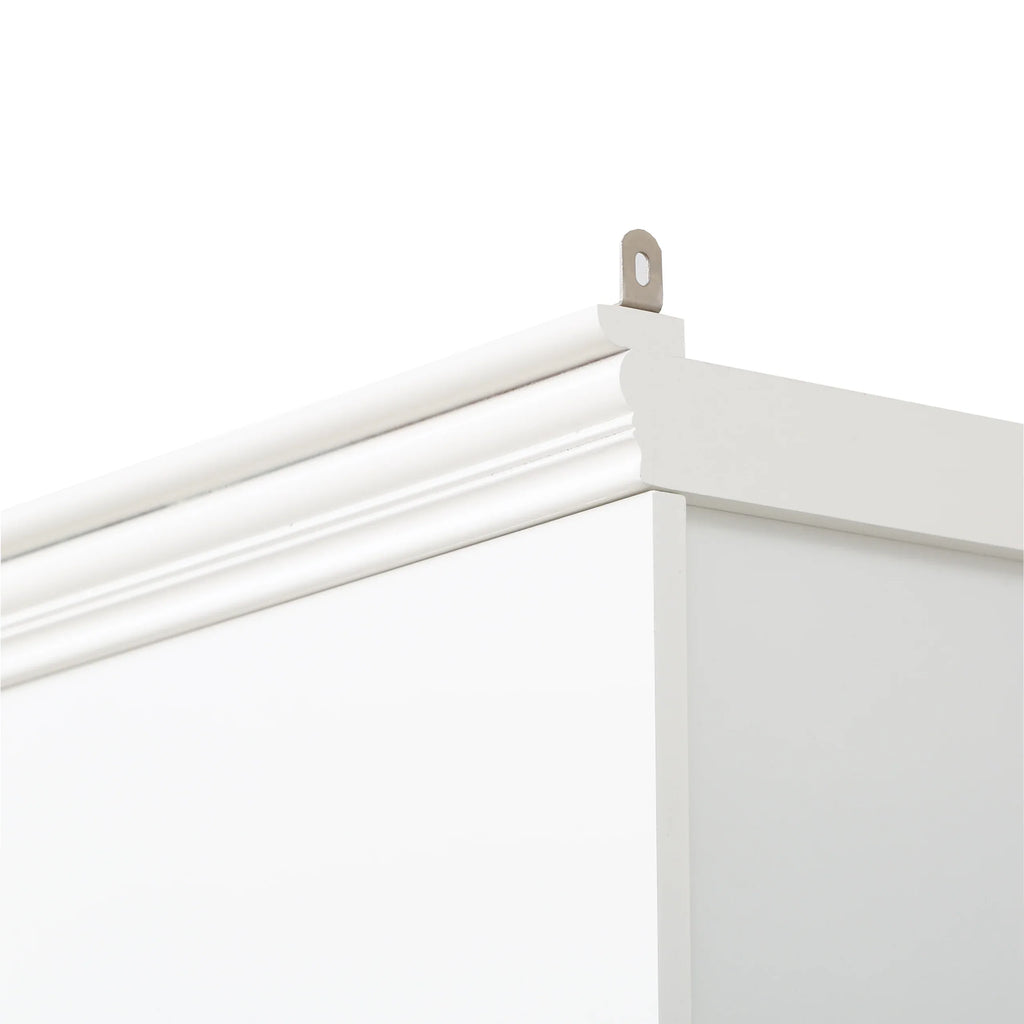 78.75''H 4-Tier Display Shelf, with 5-Colors Dimmable Ceiling Light, Freestanding Farmhouse Bookcases with Storage & Doors, Bookshelf with Adjustable Glass Shelves for Home & Office - White - Eloy Royal