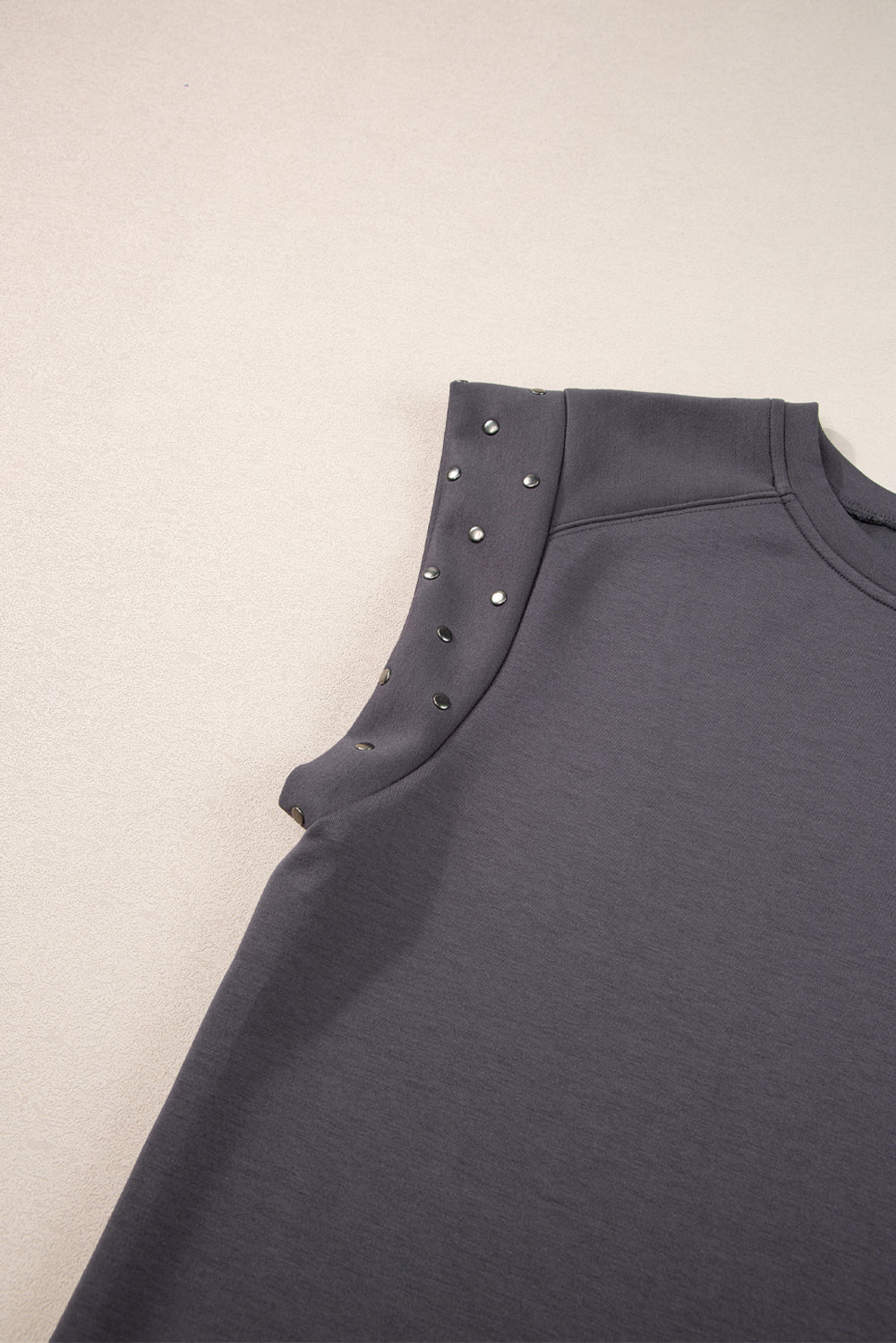 Dark Grey Casual Studded Round Neck T Shirt - Eloy Royal