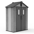 5x3FT Outdoor Resin Storage Shed with Transparent Windows & Louvered Vents, Plastic Tool Shed with Double Lockable Doors & Gable Roof, Outside Garden Shed for Backyard, Patio, Lawn, Gray