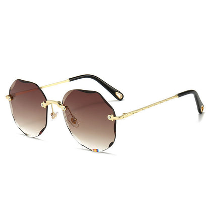 Polygonal Sunglasses Women Rimless Trimmed Sunglasses