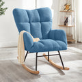 Glider Chair for Living Room Tufted Upholstered Teddy Fabric Rocking Chair with Metal Frame Accent Chair Blue