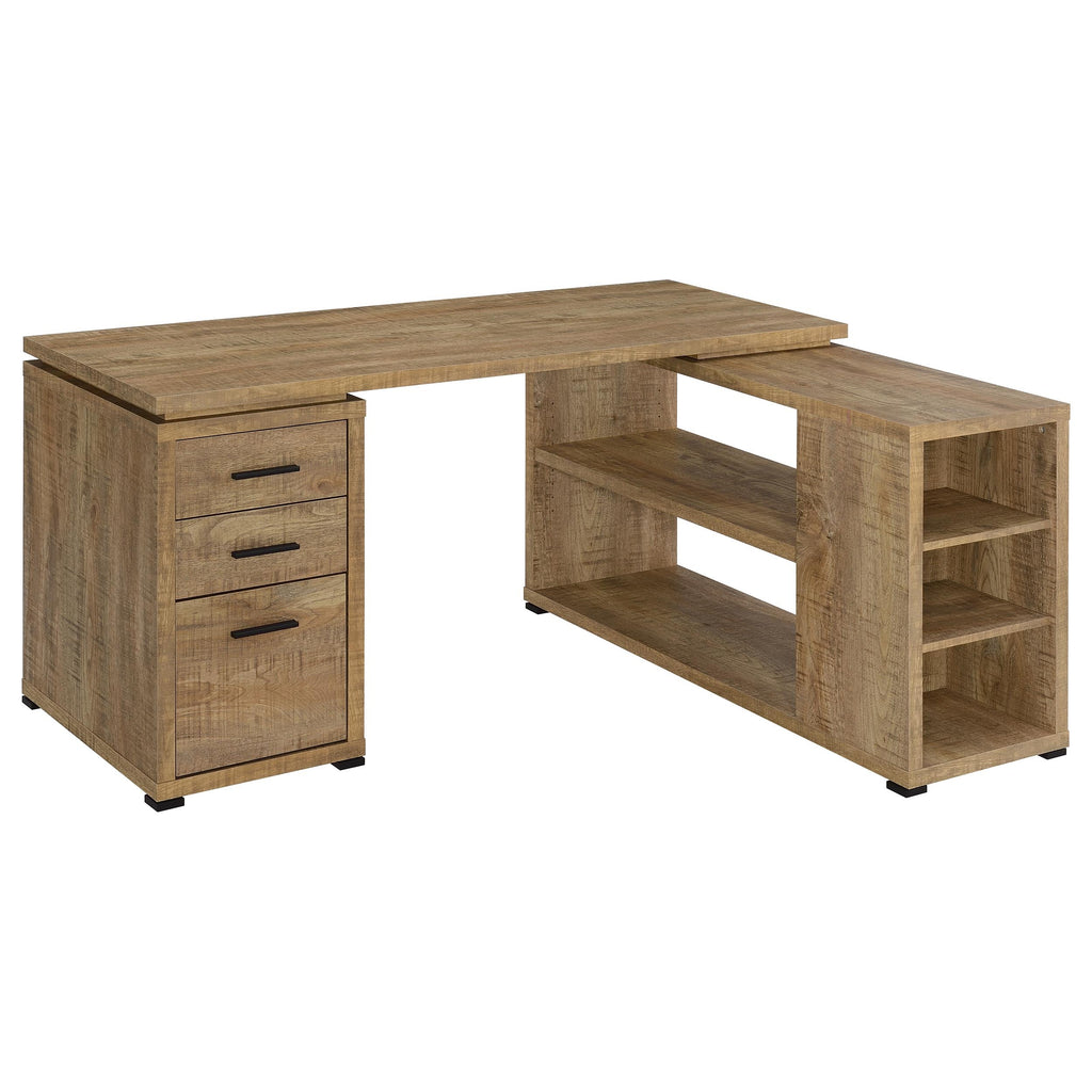 Caelum Mango 60-inch L-Shaped Computer Desk with 3 Drawers, Modern Workspace in Mango Finish, Engineered Wood Construction