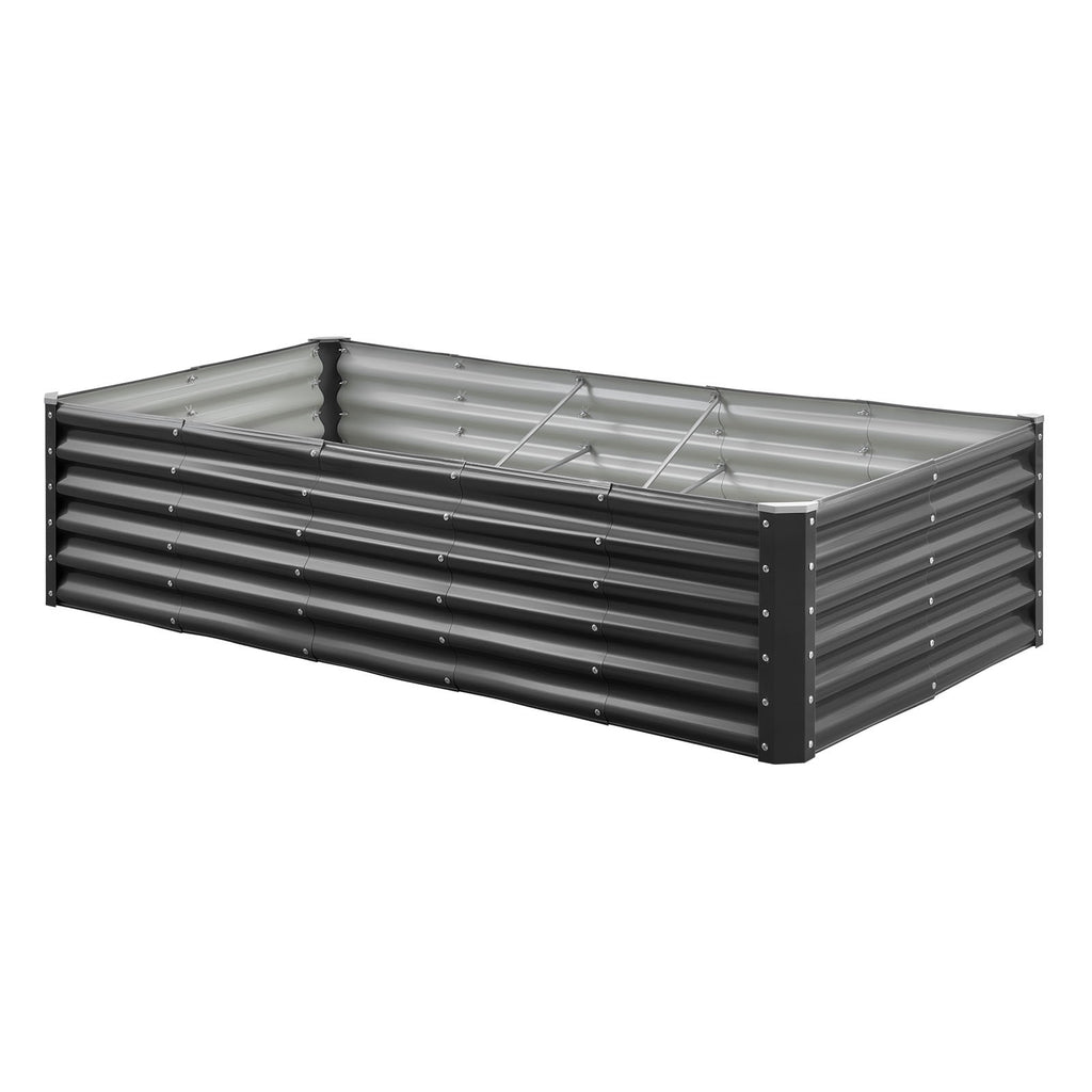 Metal Raised Garden Bed, 6 x 3 x 1.4 ft Outdoor Galvanized Planter Garden Box, Open Bottom Design, Large Planter Raised Bed for Growing Vegetables, Flowers, Herbs, and Succulents, Dark Gray