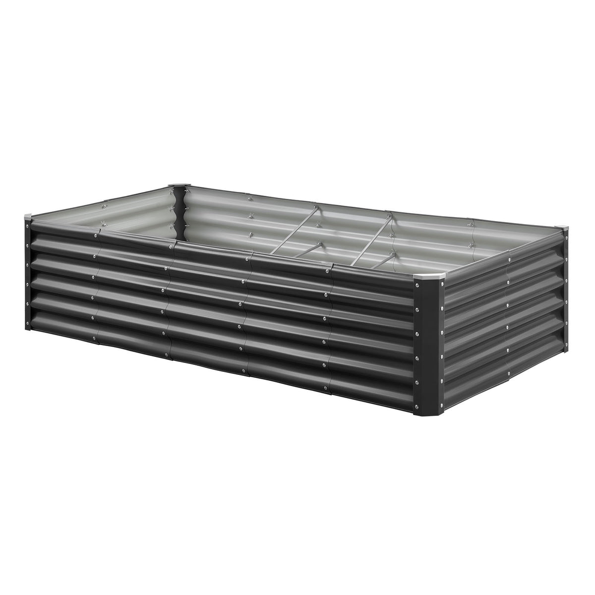 Metal Raised Garden Bed, 6 x 3 x 1.4 ft Outdoor Galvanized Planter Garden Box, Open Bottom Design, Large Planter Raised Bed for Growing Vegetables, Flowers, Herbs, and Succulents, Dark Gray
