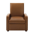 Modern Manual Recliner Chair PU Upholstered 2-Position Recliner with 160° Adjustable Backrest & Walnut Rubber Wood Legs for Living Room, Bedroom and Home Theater, Orange