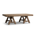 Hawthorne Solid Reclaimed Elm Rectangular Trestle Coffee Table, Heritage Medium-Dark Brown, 48-Inch