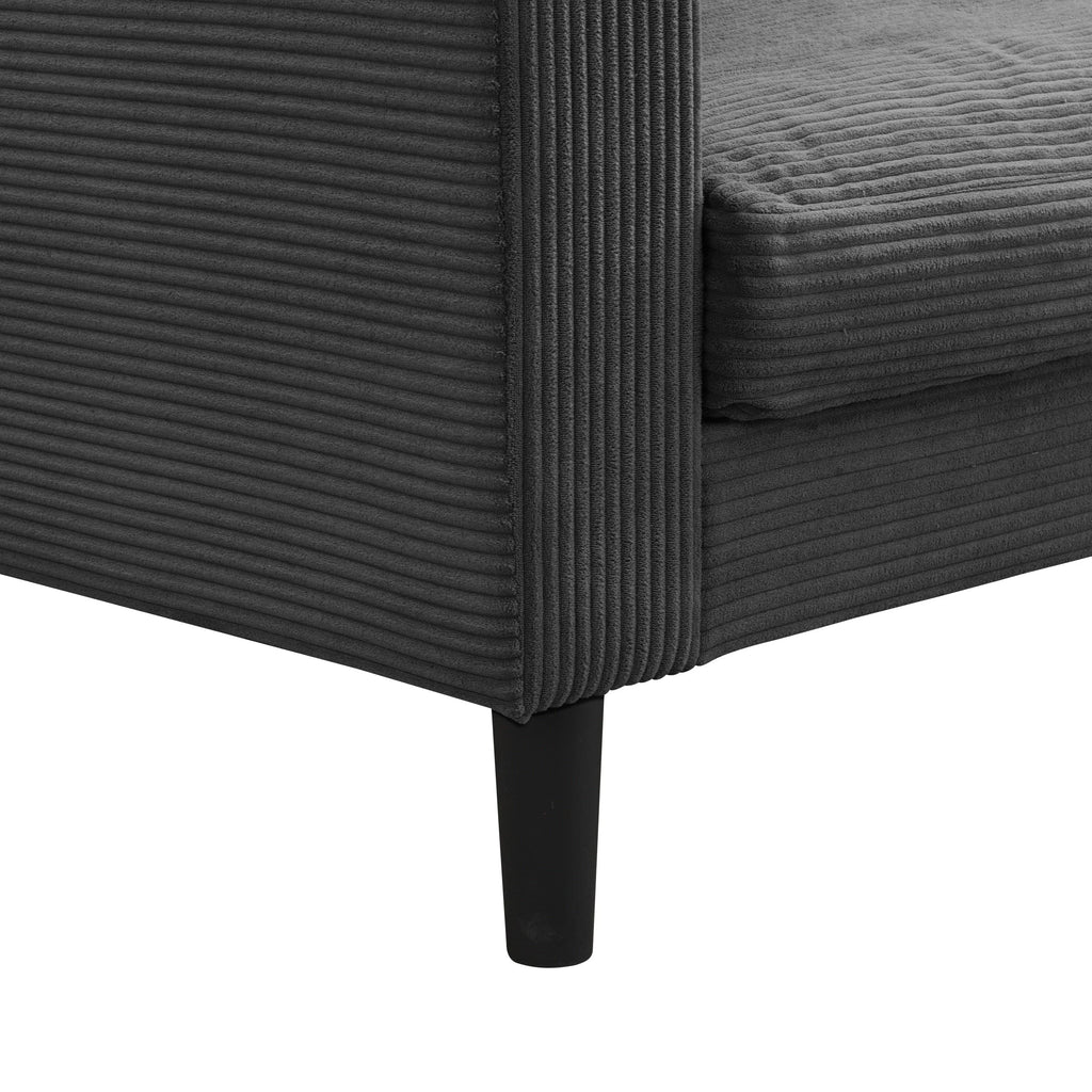 Modern Upholstered 74' High Resilience Three Seater Sofa, Dark Gray Corduroy with Wooden Frame - Eloy Royal