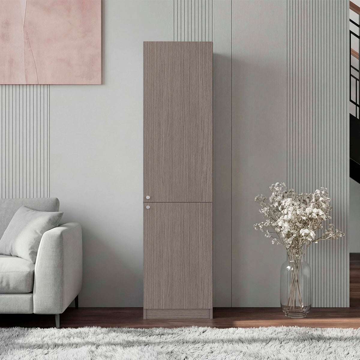 Kudai Storage Cabinet with 5 Shelves for Books and Decorative Items, Modern Design, Positano and Wenge