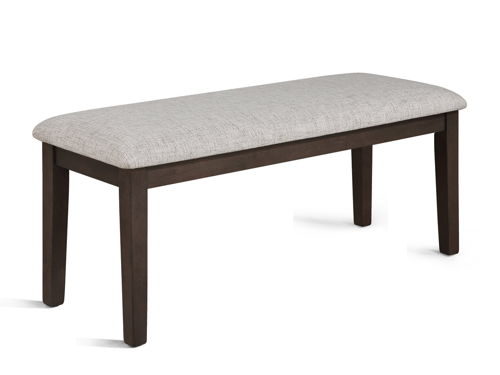 1pc Contemporary Cushioned Bench Upholstered Dining Room Wooden Furniture Dark Brown Beige