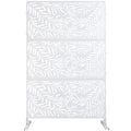 Outdoor & Indoor Privacy Screen Metal Privacy Screen 76' H×48' W, Freestanding Decorative Privacy Screen for Deck Balcony Patio, Privacy Fence Panels for Outside Lawn Garden PS119 WHITE