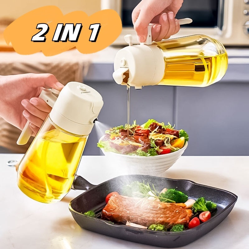 470ML Olive Oil Sprayer Dispenser For Cooking BBQ 2 In 1 Glass Oil Vinegar Soy Sauce Spray Kitchen Oil Bottle For Air Fryer - Eloy Royal